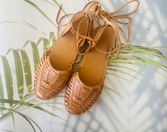 Mexican Huarache Sandals - Boho- Hippie - Vintage - Coachella - Mexican - Leather - Shoes - Handmade - Gift for her - gift for mom