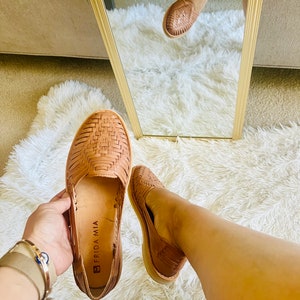 Mexikanska Huarache-sandaler - Boho- Hippie - Vintage - Mexikanska - Läder - Skor - Handgjorda - Present till henne - present till mamma - Black Friday-erbjudande bild 9