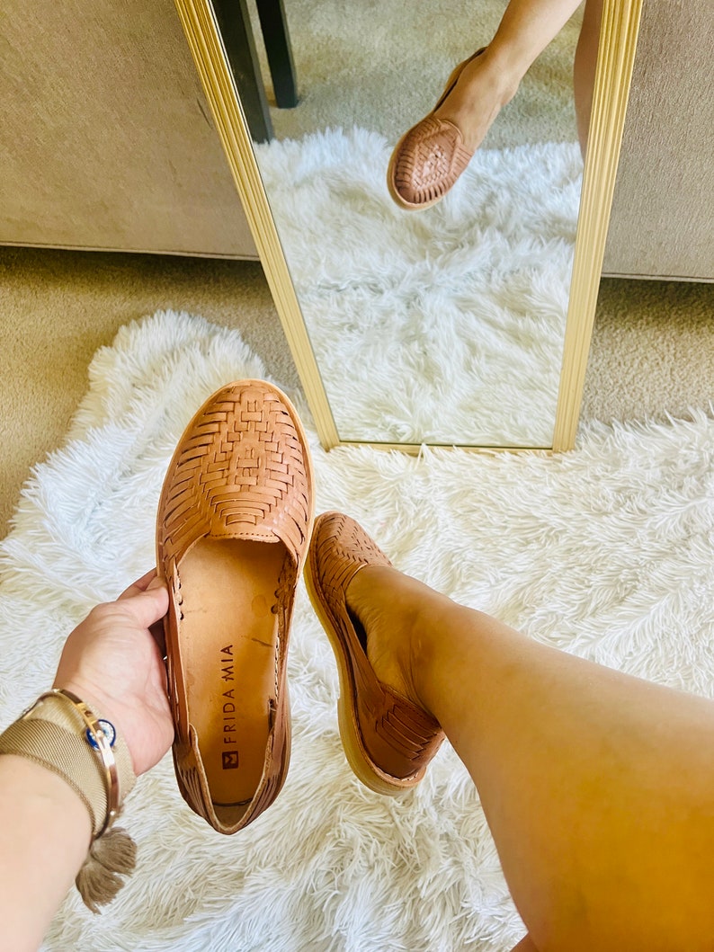 Mexikanska Huarache-sandaler - Boho- Hippie - Vintage - Mexikanska - Läder - Skor - Handgjorda - Present till henne - present till mamma - Black Friday-erbjudande bild 9