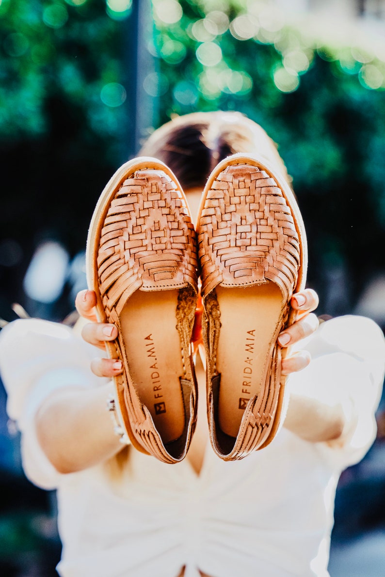 Mexikanska Huarache-sandaler - Boho- Hippie - Vintage - Mexikanska - Läder - Skor - Handgjorda - Present till henne - present till mamma - Black Friday-erbjudande bild 1