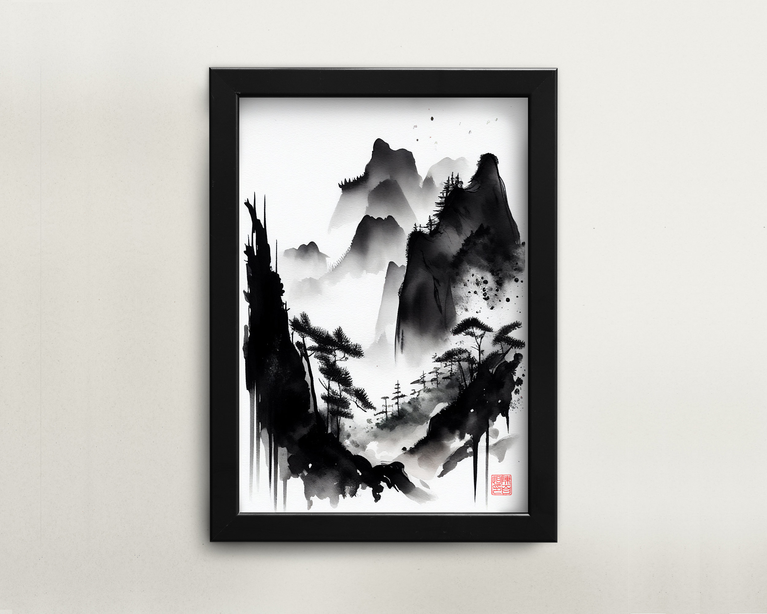 Druckbare chinesische Aquarell Malerei Berg Wand Kunst digitaler Download  asiatische Kunst asiatisches Wohndekor für Büro chinesische Malerei  digitale Kunst - Etsy Schweiz, image size:2500x2000