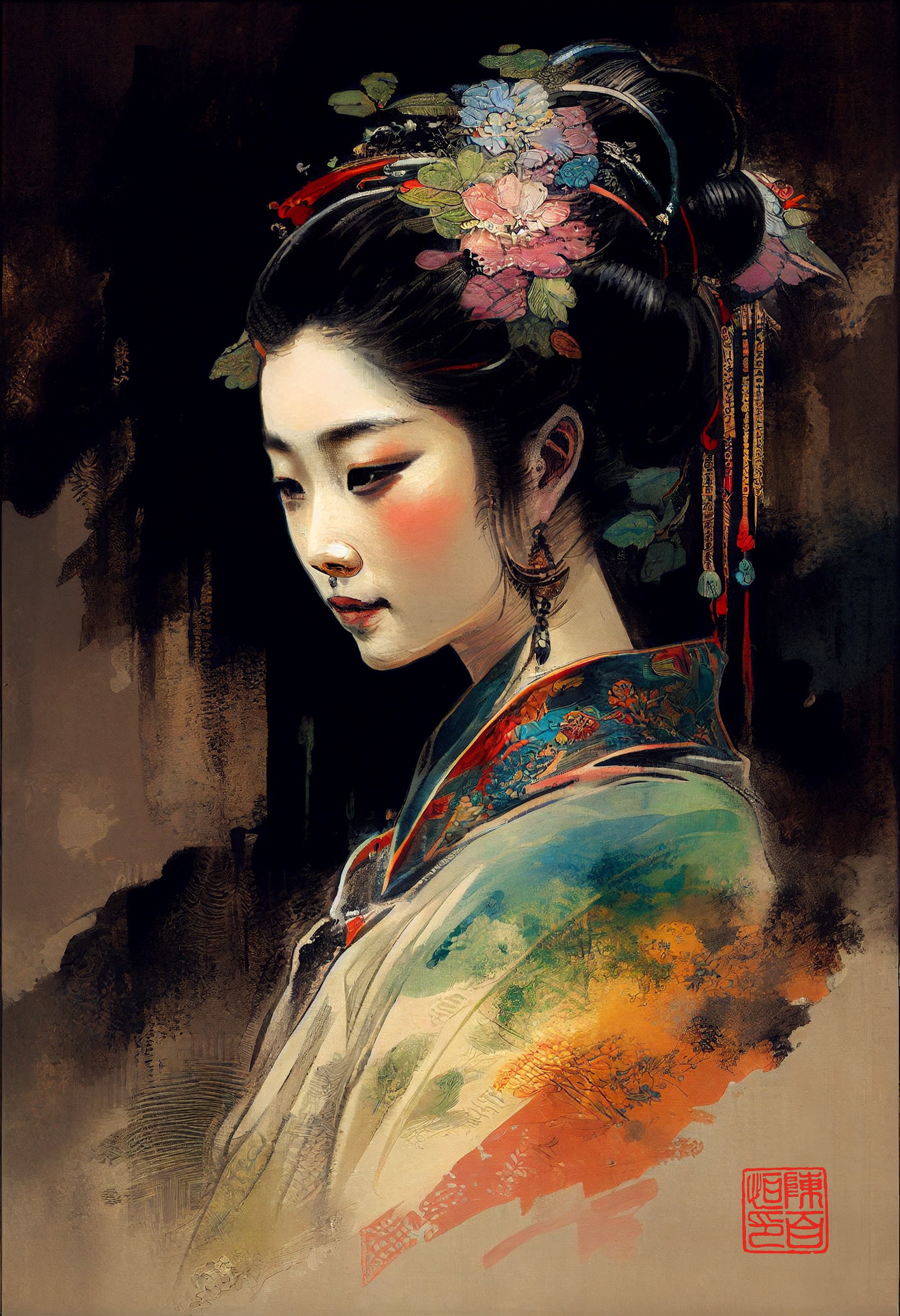 Chinese Geisha Art