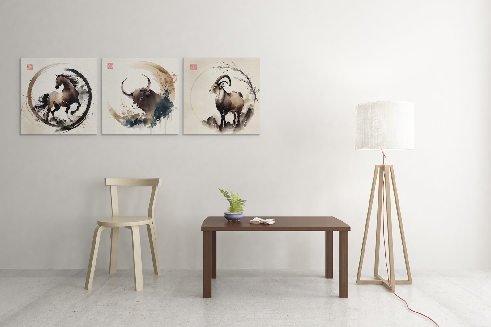 Printable Set of 12 Chinese Zodiac Animals Traditional Watercolor