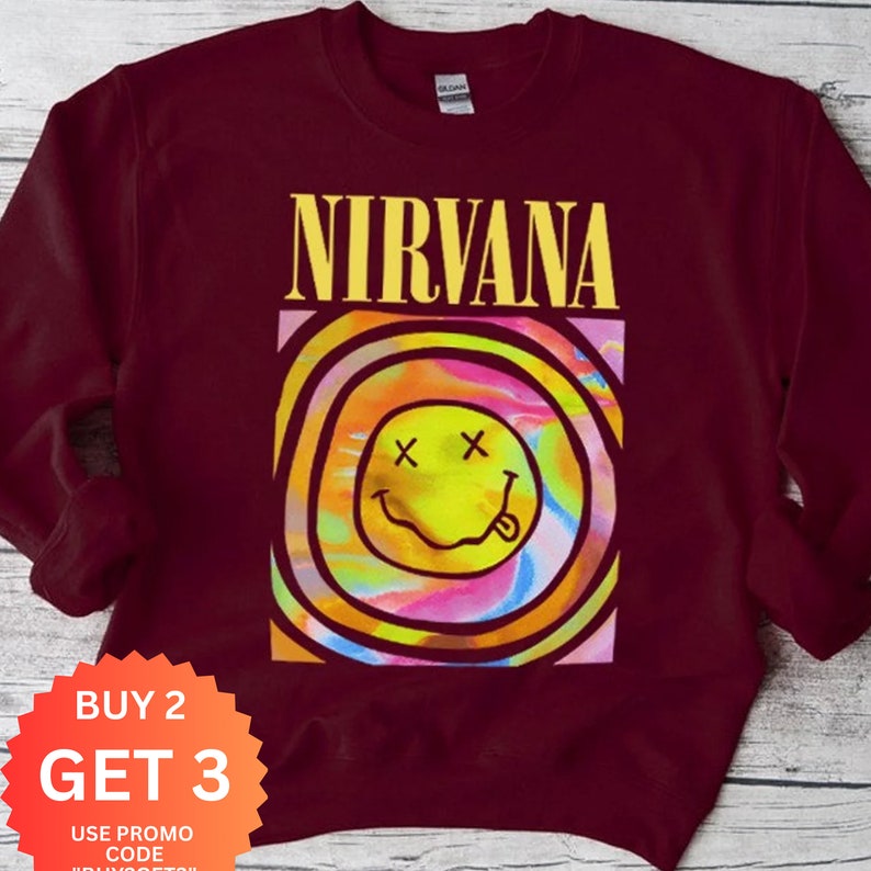 Nirvana Hot Pink Sweatshirt, Nirvana Crewneck Sweatshirt, Nirvana Pink