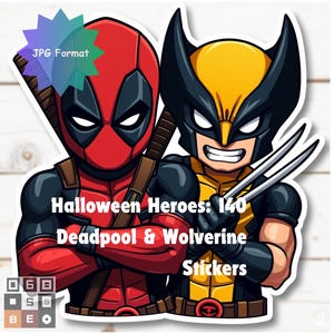 Halloween Heroes: 140 Deadpool & Wolverine Kids Stickers
