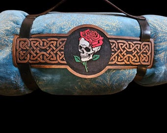 skull rose bed roll strap