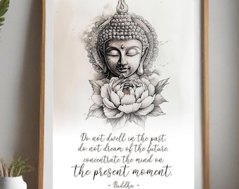 Buddha Quote Print - Meditation Buddha Poster for Inner Peace & Self Improvement, Growth Mindset, Mindfulness Quotes Wall Art