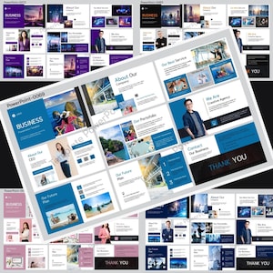 5 Editable Templates - Business and Marketing PowerPoint Template Bundle for Business, Education, Creative Presentations - Instant Download