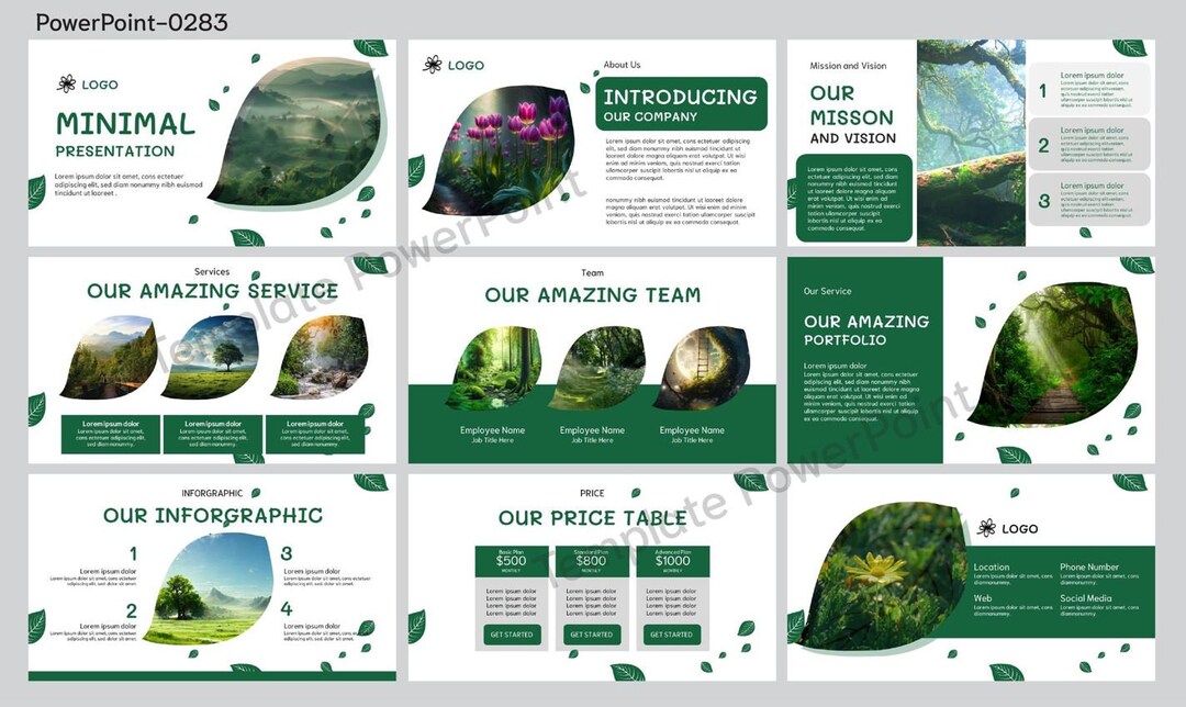 Minimal Nature Powerpoint Presentation Template, Editable [9 Slides] - Etsy