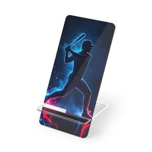 Custom Baseball-Themed Phone Stand – Personalized Sports Fan Desk Accessory, Gamer Gift, Desk Organizer, Perfect Gift for Dads & Athletes