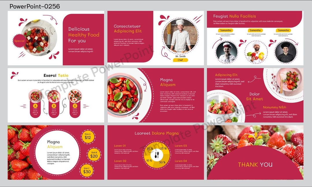 Healthy Food Powerpoint Template | Editable Restaurant Slides | Instant ...