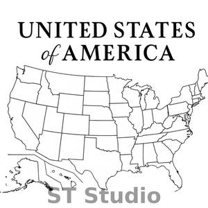 Printable Blank US Map Coloring Page | Educational USA Map for Kids | Homeschool Geography Activity | United States Outline PDF Download
