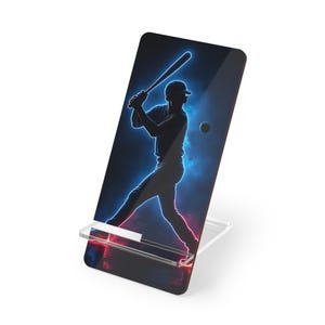 Custom Baseball Mobile Display Stand – Personalized Sports Phone Holder, Gamer Gift, Desk Organizer, Tech Accessory