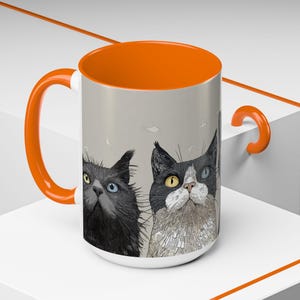 Cat Mug with Color Accent | Cute Cat Coffee Cup for Cat Lovers | Funny Cat Tea Mug Gift for Women, Men, Pet Owners