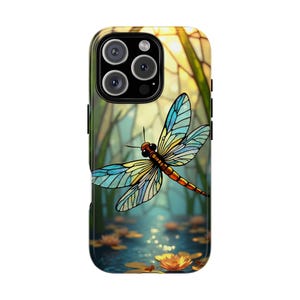 Custodia per telefono Dragonfly – Design artistico in vetro colorato, custodia resistente ed elegante per gli amanti della natura, custodia resistente e protettiva per iPhone, Samsung, Pixel