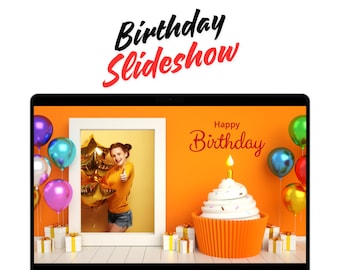 Orange-Themed Birthday Party Slideshow Presentation - Editable PowerPoint Template for Celebrations, 9 Slides