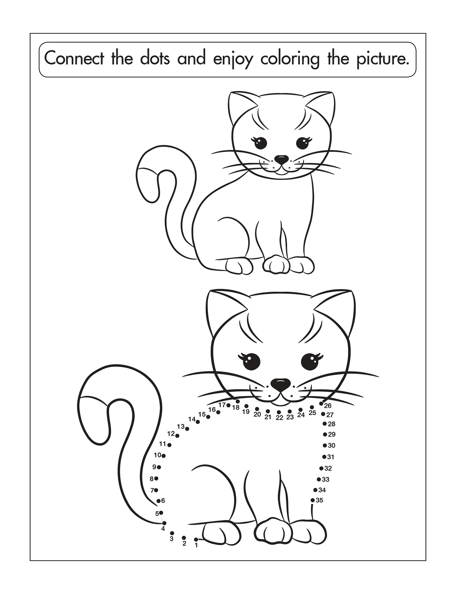 Cute Cat Dot to Dot Printable Cat Dot to Dot