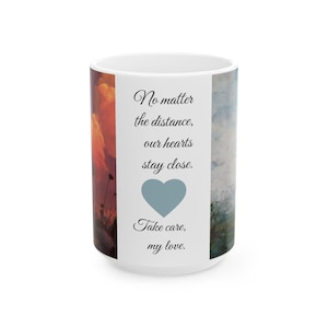Long Distance Love Mug - Personalized Gift for Him, Her | Valentines Day Mug, Anniversary, Love Quote, Long Distance Relationship
