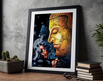 Printable Buddha Face Wall Art - Downloadable Buddha Canvas Print - 3D Buddha Wall Art, Instant Download