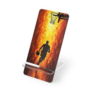 Custom Basketball Smartphone Display Stand – Personalized Sports Desk Accessory, Gamer Gift, Unique Birthday Present for Basketball Fans