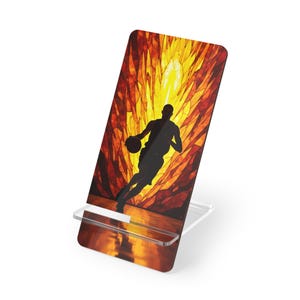 Custom Basketball Smartphone Stand – Personalized Sports Phone Holder, Gamer Desk Decor, Unique Gift for Athletes & Basketball Fans