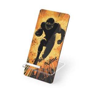 Personalized Football Phone Stand - Custom Name Sports Gift, Gamer Desk Accessory, Unique Gift for Football Fans & Athletes