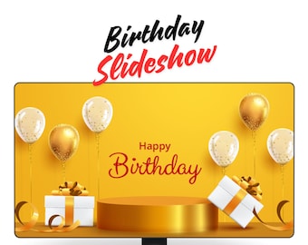 Yellow-Themed Birthday Party Slideshow Presentation - Editable PowerPoint Template for Celebrations, 9 Slides