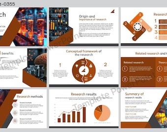 Professional Research Presentation PowerPoint Template | 9 Slides | Academic & Data Focus