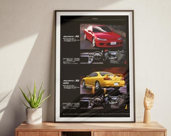 NISSAN SILVIA S15 digitaltryck, jdm-katalogaffisch, klassisk japansk driftgrafik, väggkonst för racerbilar, tunerbilsbanderoll,
