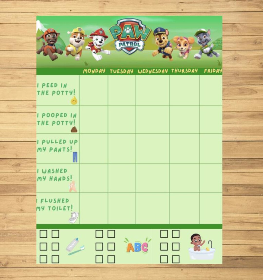 Paw Patrol Potty Training Chart Etsy Australia