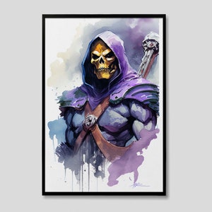 Masters of the Universe Skeletor Watercolor Painting, Skeletor Wall Art Poster, Superhero Skeletor Art, Skeletor Painting, He-Man Painting