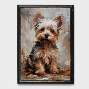 Vintage Oil Painting Yorkshire Terrier, Vintage Water Color Dog, Yorkshire Terrier Oil Painting, Yorkie Painting Puppy Painting Dog Painting