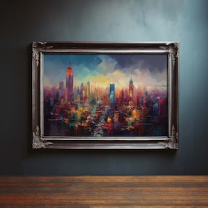 Vintage New York City Painting, New York City Water Color Painting, New York City Oil Painting, NY Painting, Cityscape Painting, Digital Art