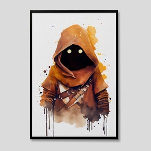 Chief Jawa Star Wars Watercolor Art Print, Chief Jawa Star Wars Painting Wall Art Poster, Original Artwork, Star Wars Print