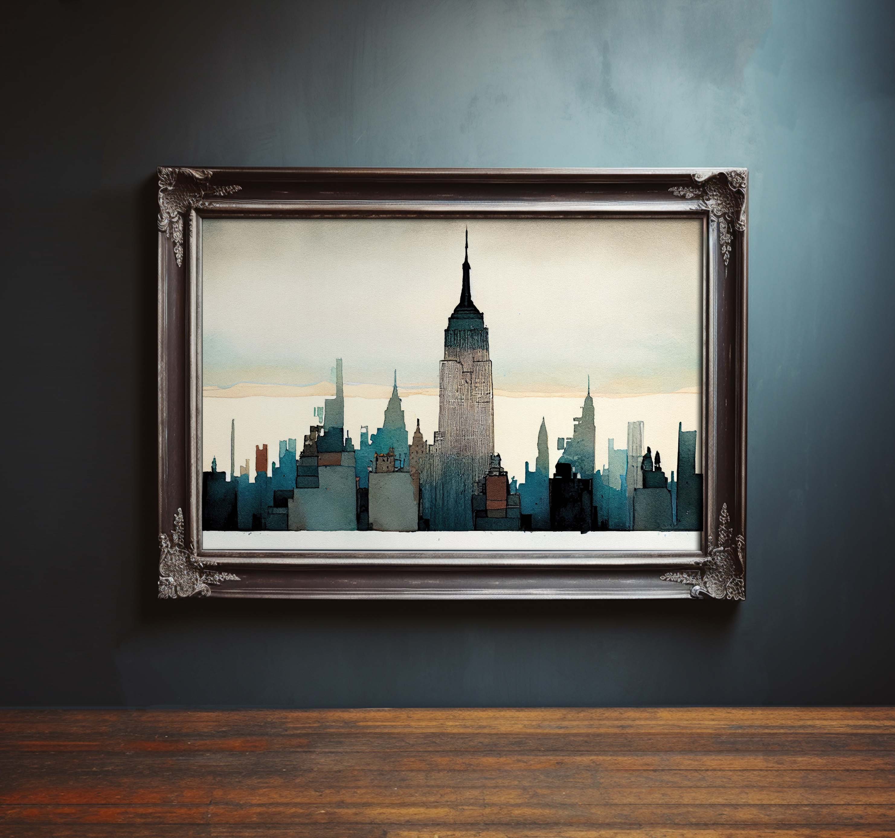 Vintage NY Painting of Empire State Building, Empire State