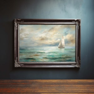 peinture de bord de mer côtier vintage, peinture de couleur d&#39;eau de plage, peinture à l&#39;huile, peinture de paysage marin, peinture de paysage, art numérique de téléchargement