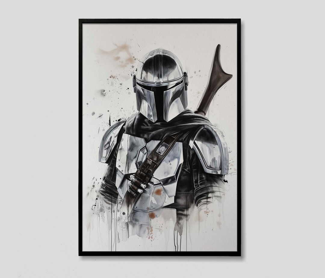 Din Djarin Mandalorian Star Wars Watercolor Painting, Mandalorian Star ...