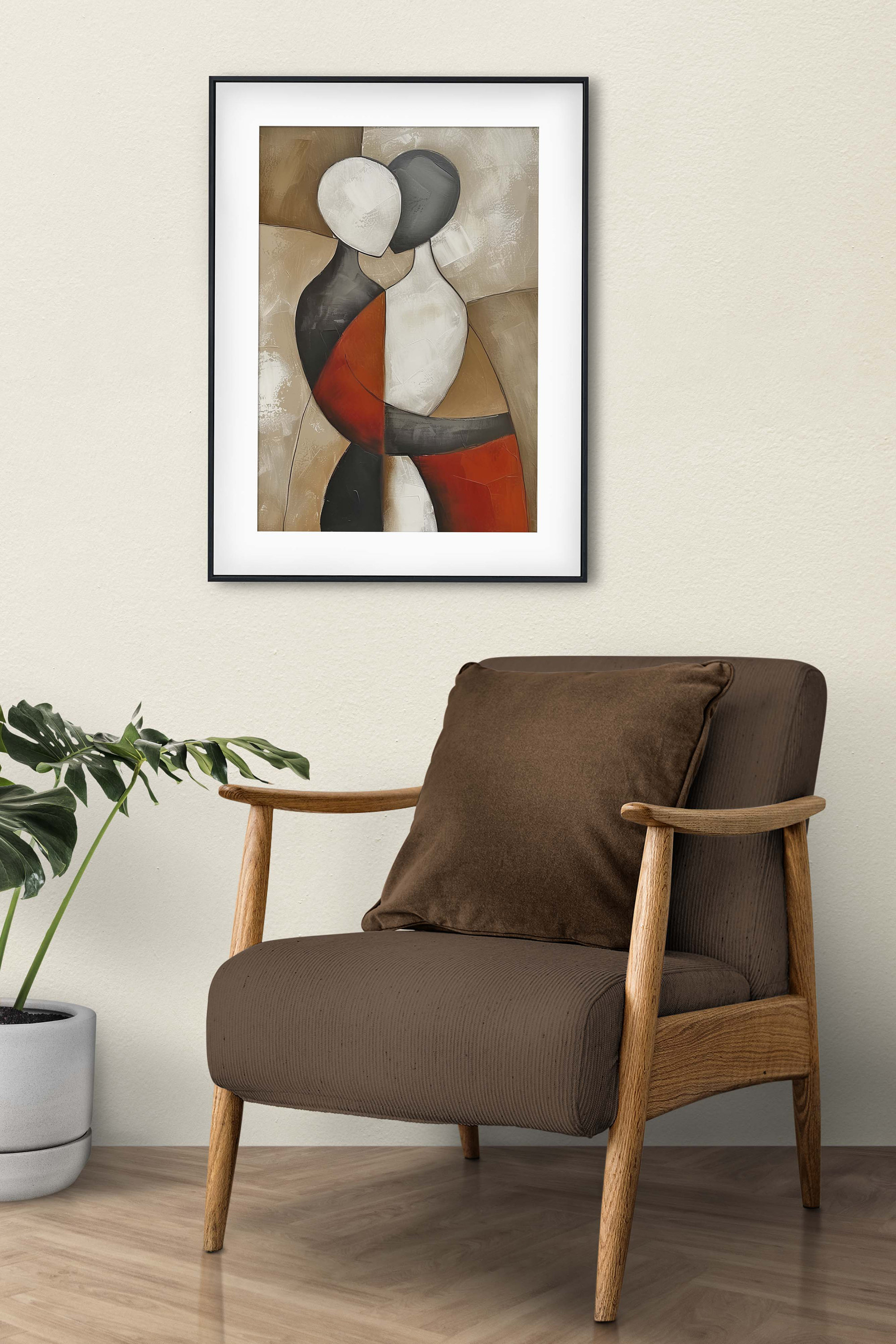 Vintage Couple Hug Abstract Art Print: Home Decor Painting (digital ...