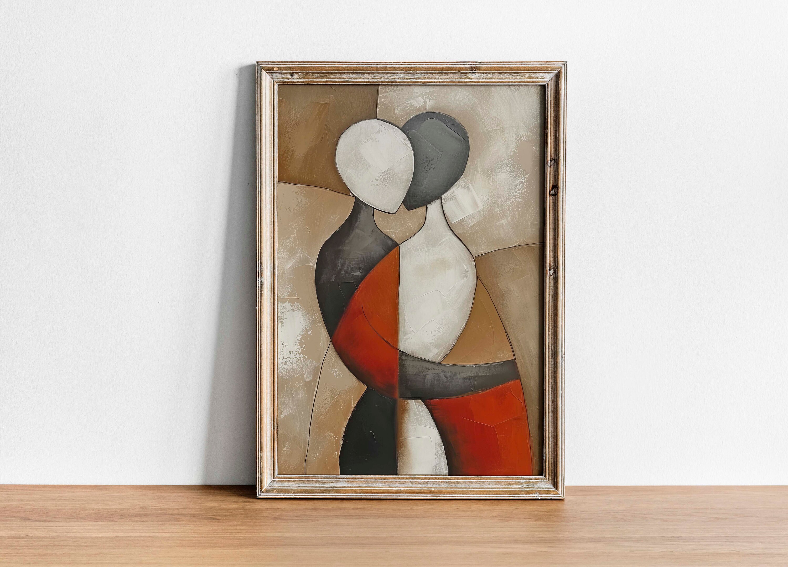 Vintage Couple Hug Abstract Art Print: Home Decor Painting (digital ...