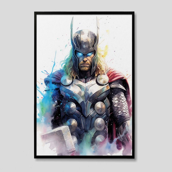 Avengers Thor Odinson Marvel Watercolor Art Print, Thor Avengers Painting, Wall Art Poster Original Artwork, Marvel Superhero Art Print