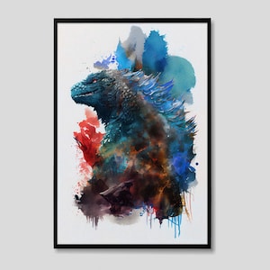 King of Monsters Godzilla Watercolor Painting, Godzilla Poster, Godzilla Oil Painting, Godzilla Painting, Godzilla Art, Operation Monarch