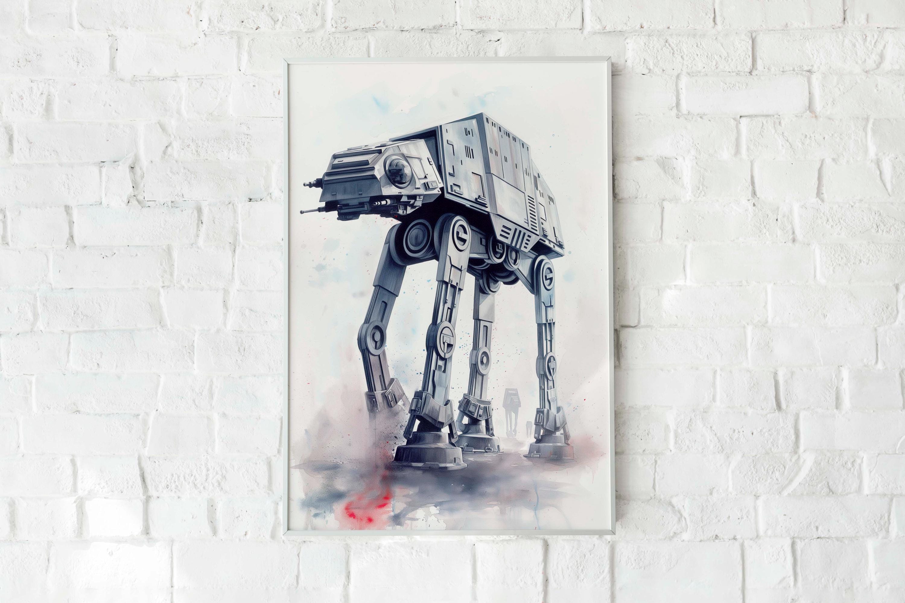 ATAT ウォーカー スターウォーズ 水彩画 アートプリント、AT-AT