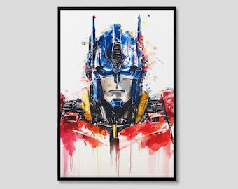 Transformers Optimus Prime Watercolor Painting, Transformers Optimus Prime Wall Art Poster, Optimus Prime Painting, Transformers Painting