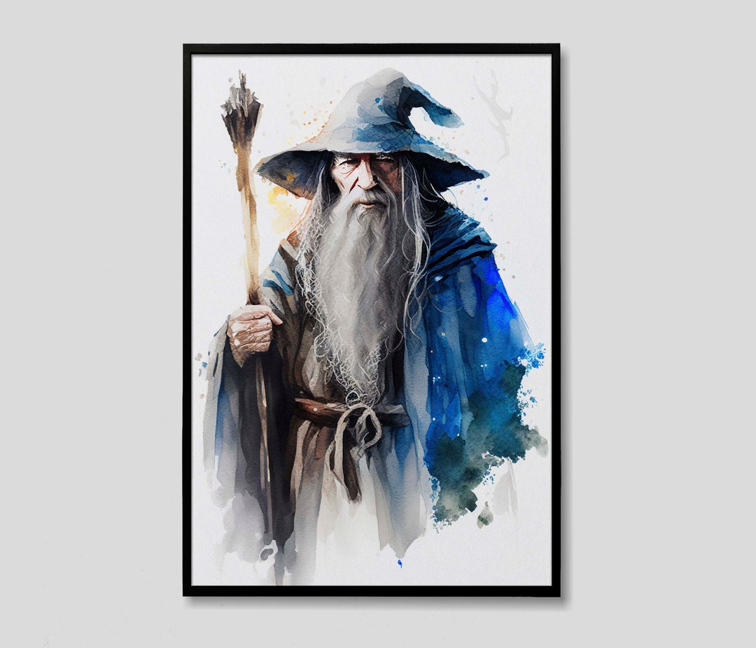 Lord of the Rings Gandalf Watercolor Painting, LOTR Gandalf Wall Art ...