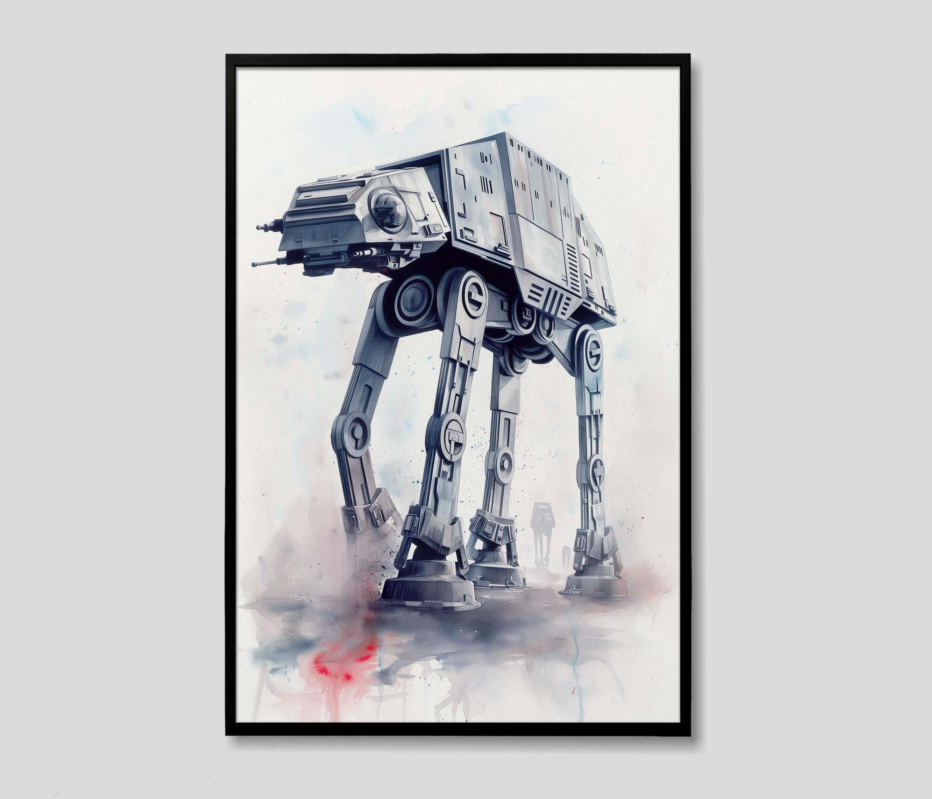 ATAT ウォーカー スターウォーズ 水彩画 アートプリント、AT-AT