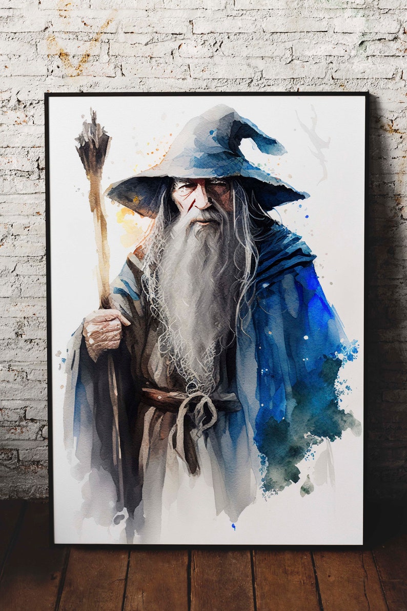 Lord of the Rings Gandalf Watercolor Painting, LOTR Gandalf Wall Art ...