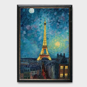 Vintage Paris Painting, Paris Water Color Painting, Eiffel Tower Oil Painting, Eiffel Tower Painting, Cityscape Painting, Digital Art