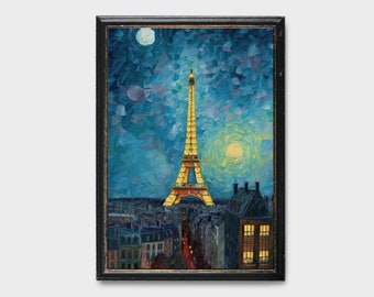 Vintage Paris Painting, Paris Water Color Painting, Eiffel Tower Oil Painting, Eiffel Tower Painting, Cityscape Painting, Digital Art