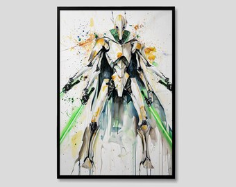 General Grievous Star Wars Aquarellmalerei, General Grievous Star Wars Malerei, General Grievous Kunstwerk, General Grievous Malerei