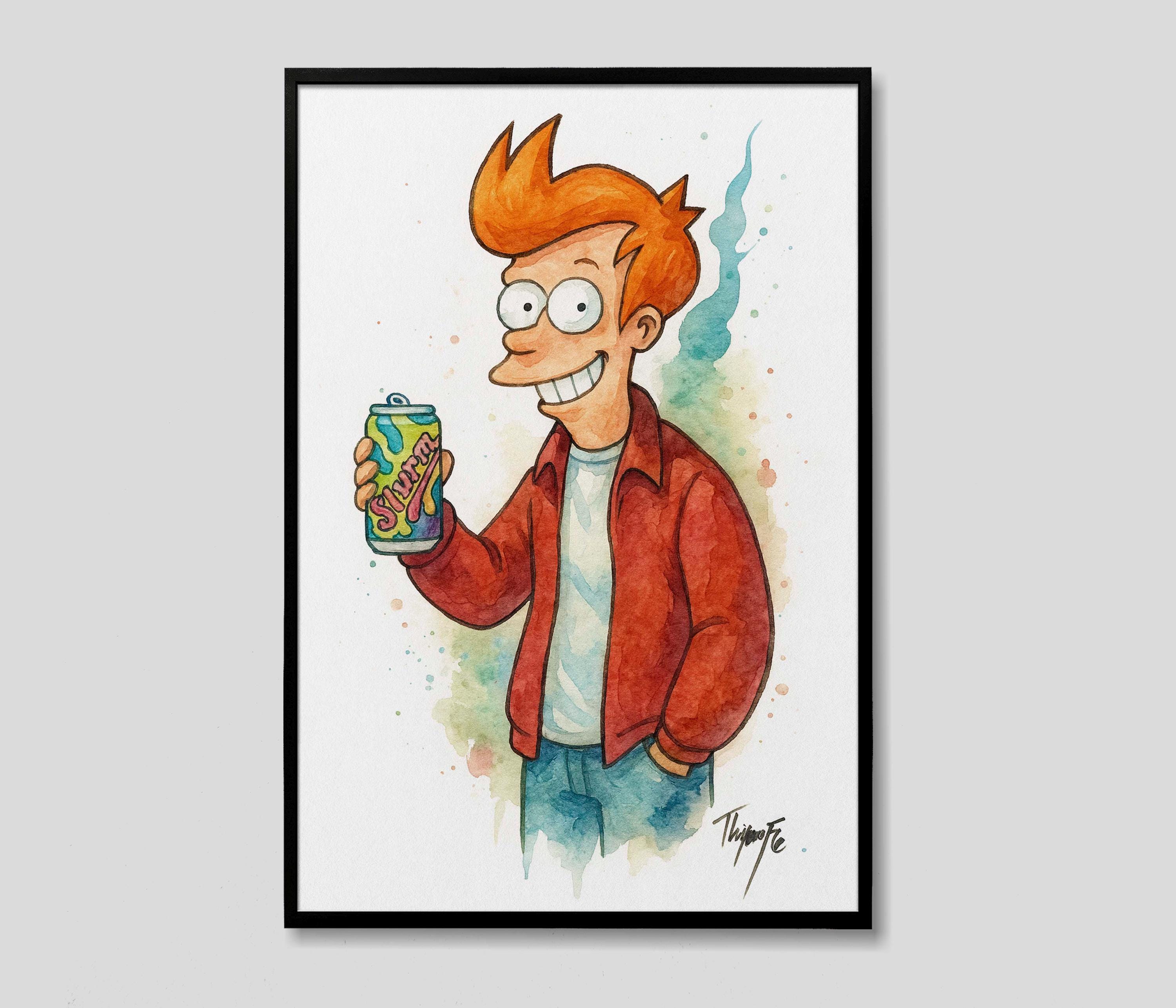 Futurama Fry Painting, Fry From Futurama Watercolor Art Print